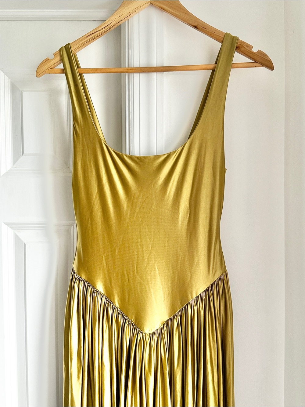 Delfi Collective Oriana Satin Scoop-Neck Maxi Dress in Olive - Picture 5 of 8